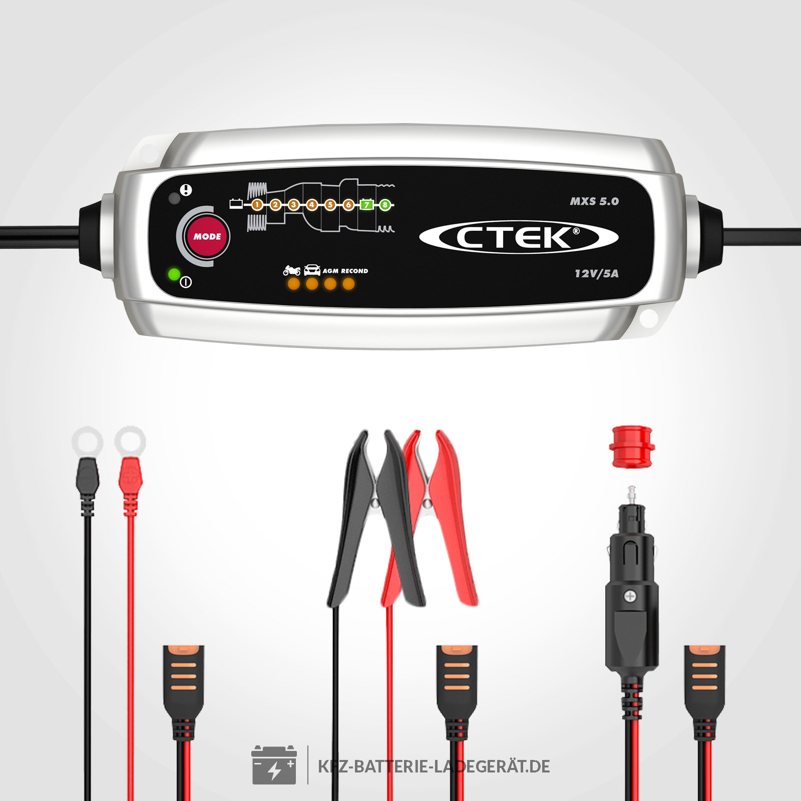 Favoto Ladegerät für Autobatterien 12V/24V Smart vollautomatische KFZ Batterieladegerät mit Bildschirm EU Stecker für Auto Motorrad ATV Boot mit Blei-Säure Batterie Rot 