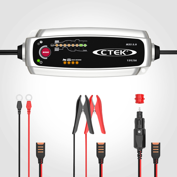 CTEK Set Ladegerät MXS 5.0 + Ladekabel mit 12V KFZ Anschluss