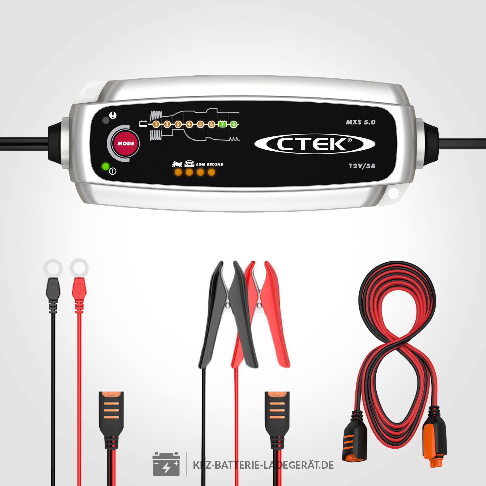 CTEK Set Ladegerät MXS5.0 + Ladekabel Verlängerung 2,5m 56-304 - CTEK  Batterie L