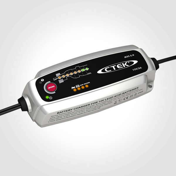 CTEK Set Ladegerät MXS 5.0 + Ladekabel mit Ösen M8 und LED Batterie Statusanzeige