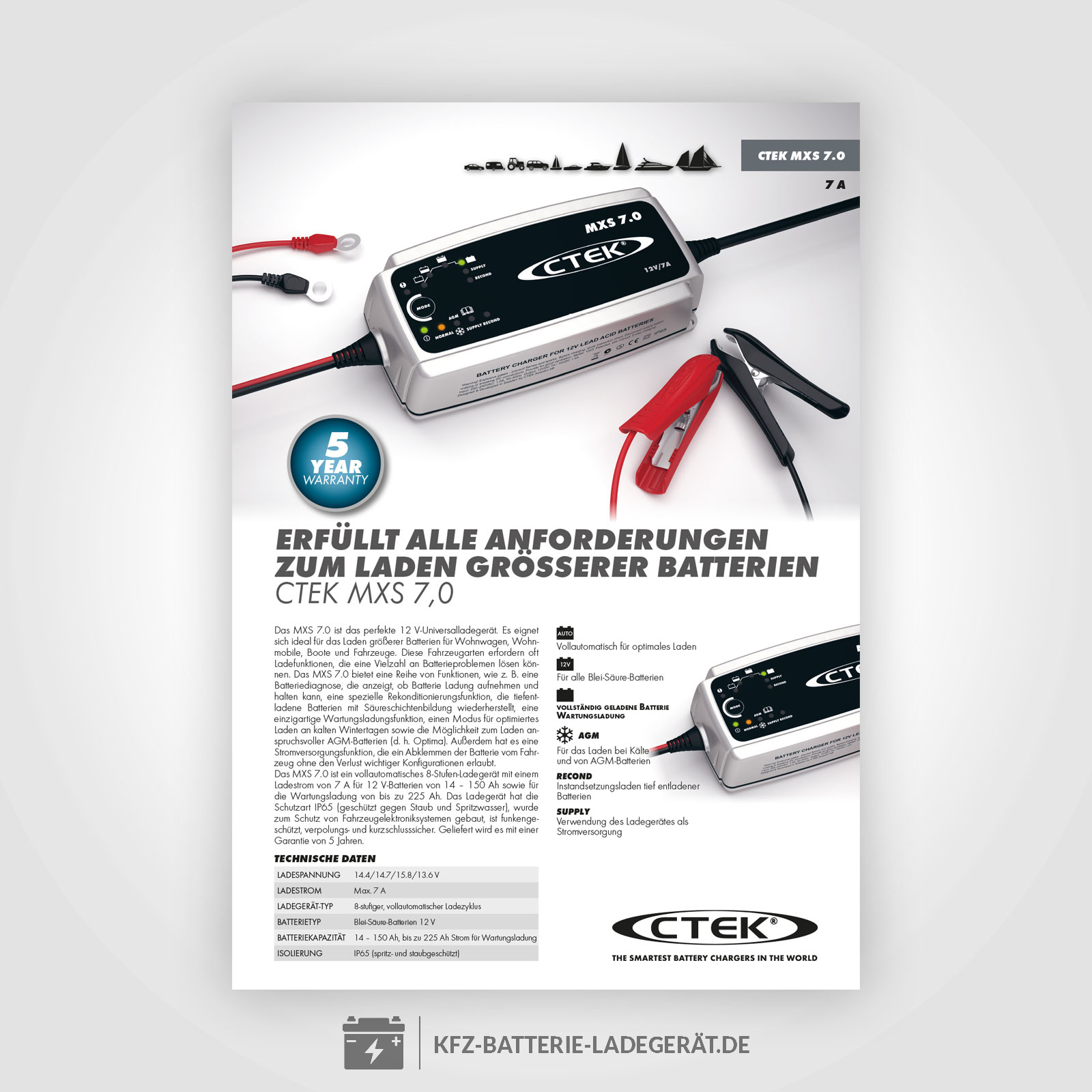 CTEK Batterieladegerät MXS 7.0 / 14-150 Ah - FORCAR